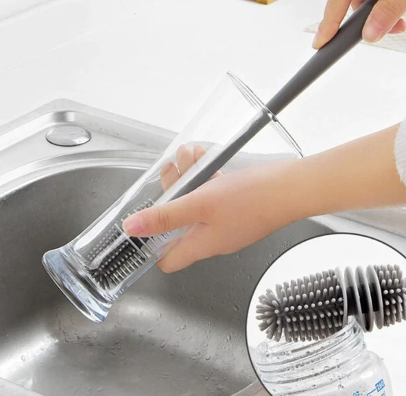 Silikon Uzun Saplı Kavanoz Yıkama Fırçası - Resim 8