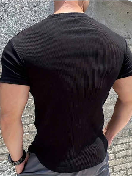 Erkek Kısa Kollu Bisiklet Yaka Burgu Bluz - 2
