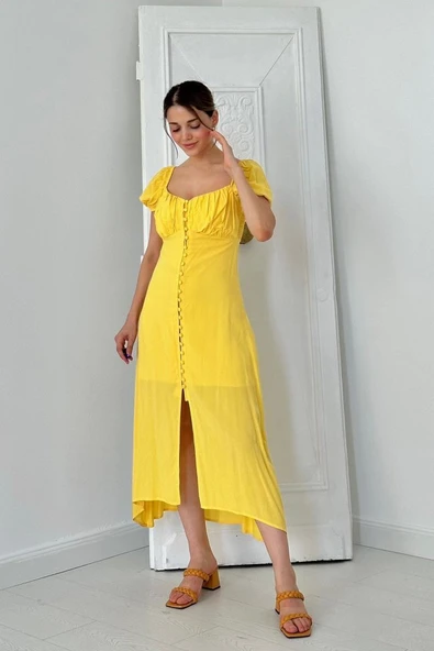 Sarı Prenses Yaka Elbise ürün görseli