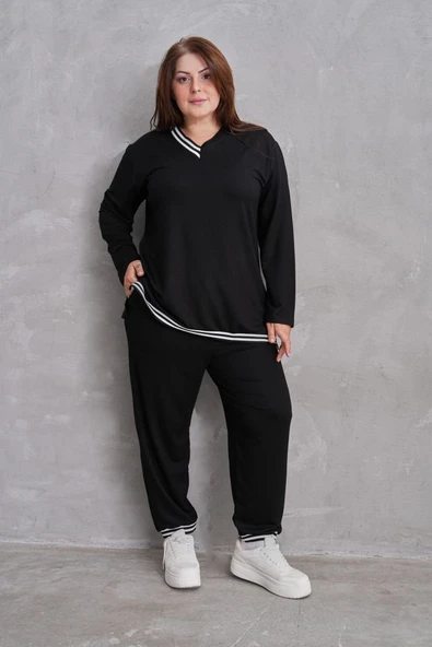 Kadın Yeni Sezon Uzun Kollu Ribana Detay Ikili Takım - Resim 7