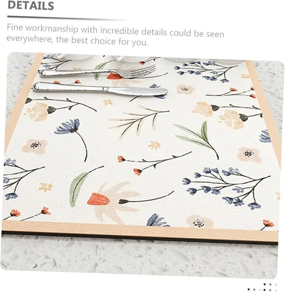 Çiçekli Kaymaz Servis Matı - Resim 4