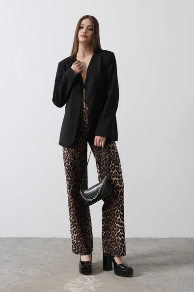 Önü Bağlamalı Blazer Ceket - Siyah - Resim 2