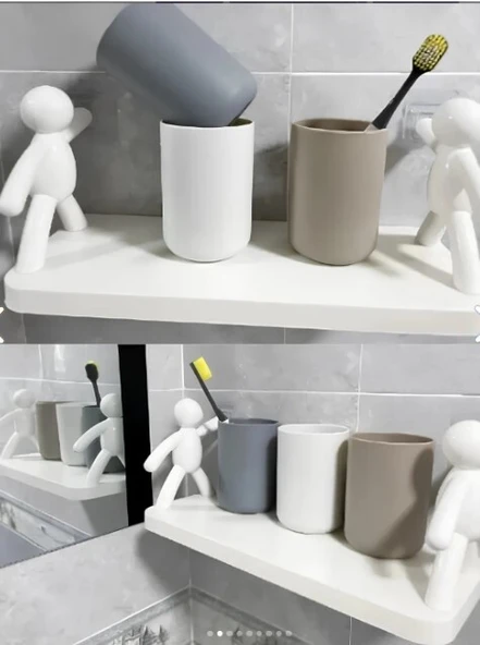 İnsan Figürlü Yapışkanlı Çok Amaçlı Duvar Rafı - Resim 3