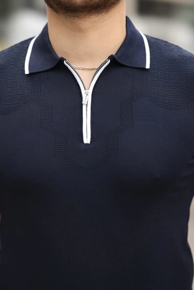 Erkek Polo Yaka Yarım Fermuar Tişört - Resim 6