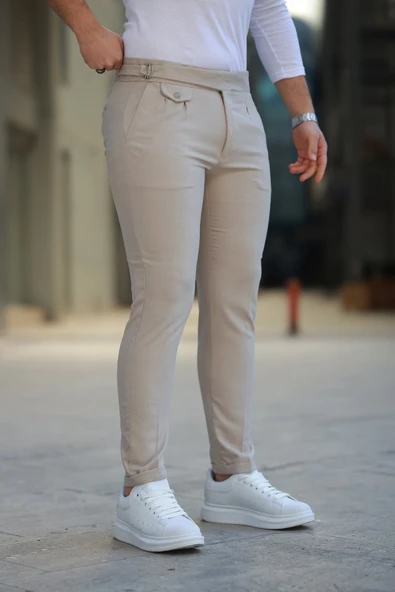 Erkek Bel Toka Detaylı Pileli Pantolon - Resim 4