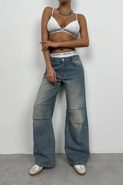 Düşük Bel Diz Katlı Jean - 3
