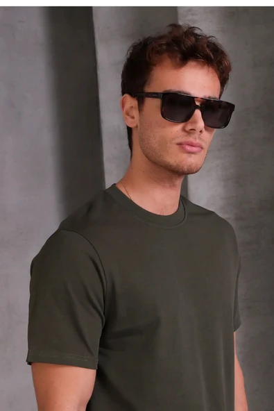 Erkek Relax Fit Bisiklet Yaka %100 Pamuk Rahat Kesim Basic Tişört - Resim 3