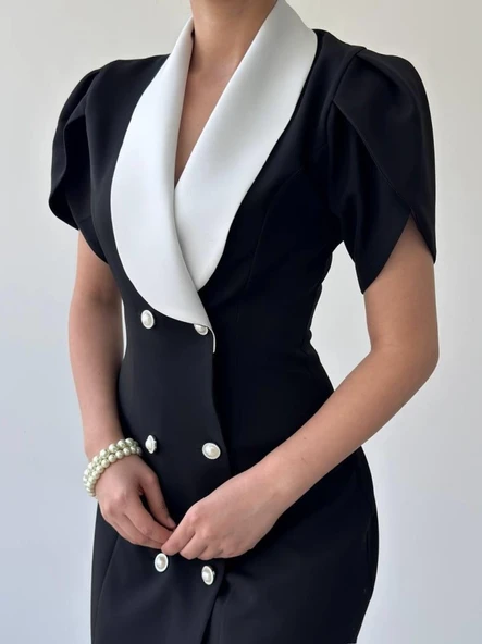 Reta Düğme Detaylı Elbise - Resim 7