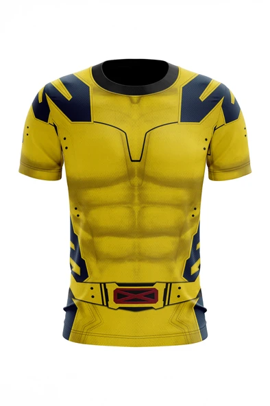 Sarı Desenli Antrenman, Spor ve Halı Saha Forması, Nefes Alan Tişört, Yüksek Kalite Gym Tshirt - 5