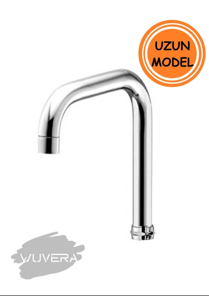 Wuvera L Boru Eviye Musluk Başlığı – Krom Kaplama, Sızdırmaz, Aç-Kapa Uyumlu UZUN TİP ürün görseli