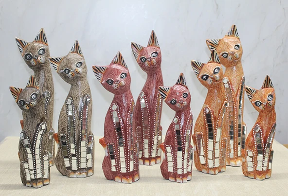 Ahşap 3'lü Kedi Seti 30 Cm Model 2 ürün görseli