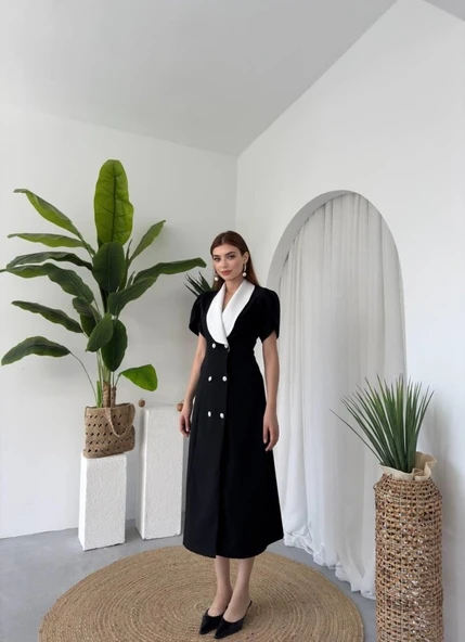 Reta Düğme Detaylı Elbise - Resim 6