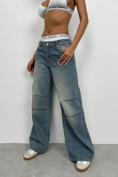 Düşük Bel Diz Katlı Jean - 4