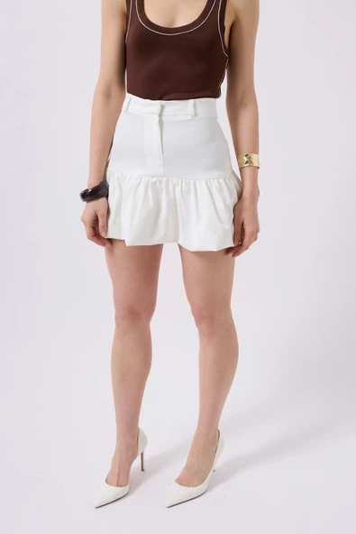 Büzgü Detay Mini Etek - Resim 3