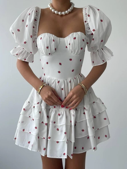 Beyaz Mini Elbise - Resim 2