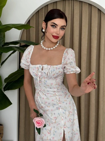 Zeze Balon Kol Elbise - Resim 3