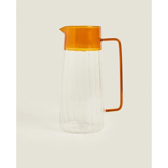 Turuncu Detaylı Cam Sürahi 1600 ml - Resim 4