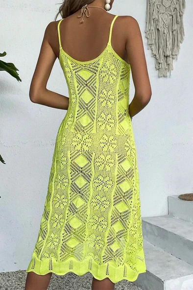 Kadın Ince Askılı Triko Elbise - Resim 6