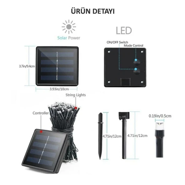 Solar 100 Ledli 12 Metre Bahçe Aydınlatma - Resim 8