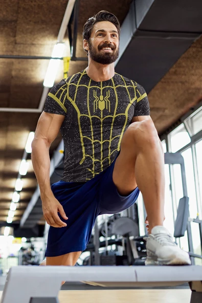 Örümcek Desenli Antrenman, Spor ve Halı Saha Forması, Nefes Alan Tişört, Yüksek Kalite Gym Tshirt - 5