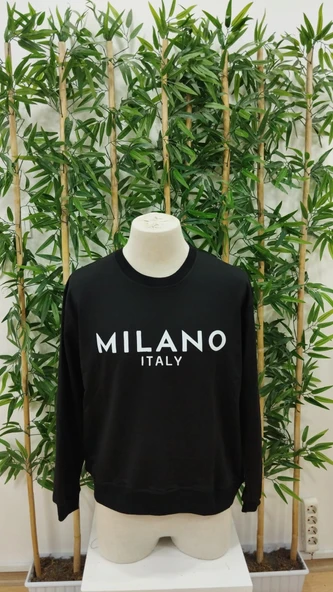 Erkek Uzun Kollu Bisiklet Yaka Milano Yazılı Iki Iplik Bluz - 4