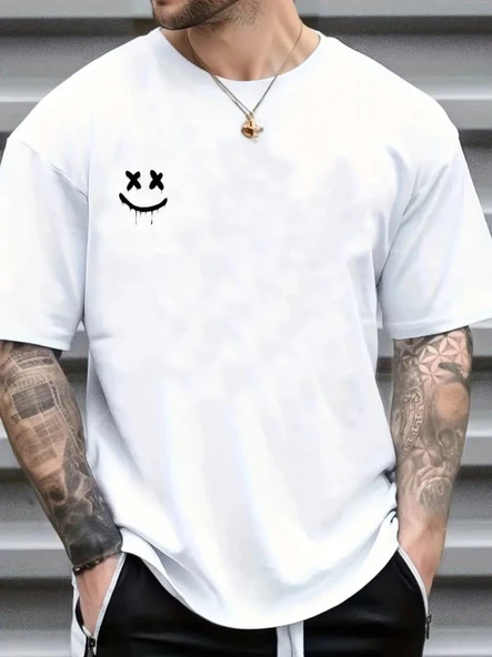 Erkek Kısa Kollu Bisiklet Yaka Baskılı Süprem Bluz - 3