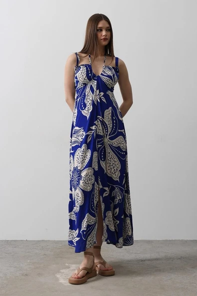 ASKILI VİSCON ELBİSE - Saks - Resim 7