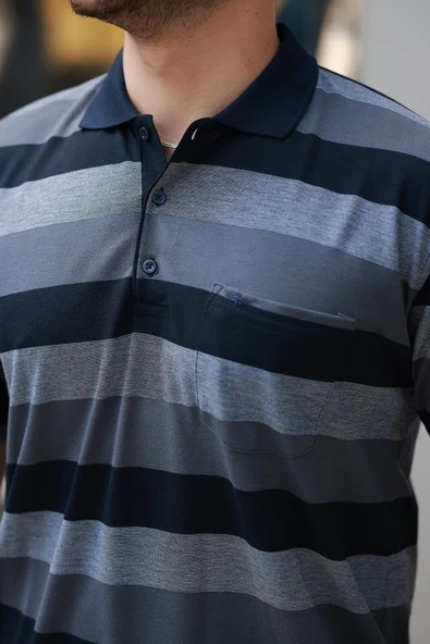 Erkek Yakalı çok Renkli Kısa Kollu T-shirt - Resim 3