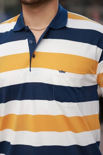 Erkek Yakalı çok Renkli Kısa Kollu T-shirt - Resim 3