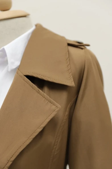 Astarlı Kemerli Trenckot -Taba - 4