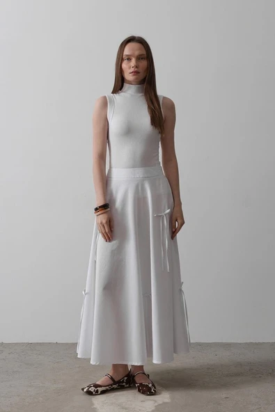 Fiyonk Kloş Etek - Beyaz - Resim 5