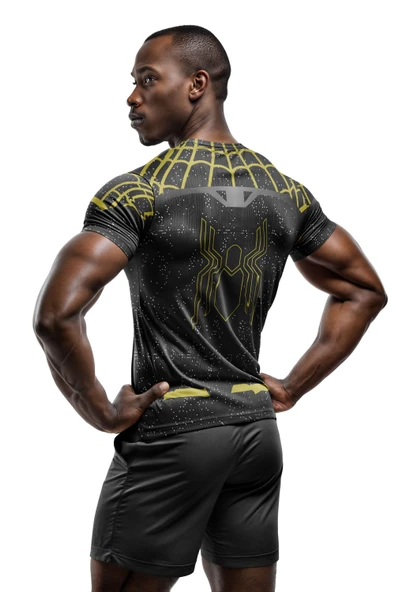 Örümcek Desenli Antrenman, Spor ve Halı Saha Forması, Nefes Alan Tişört, Yüksek Kalite Gym Tshirt - 2
