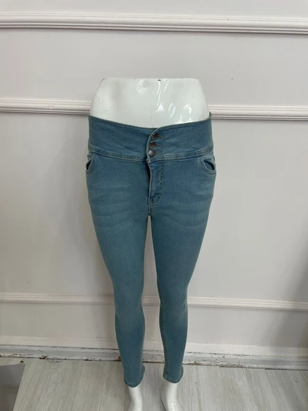 Yüksek Bel Likralı Jean Pantolon 90 Cm - Resim 6
