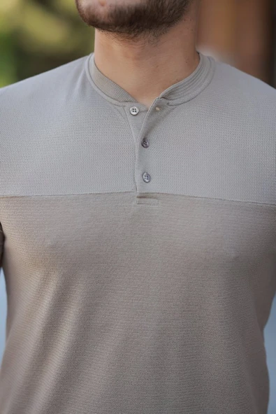 Erkek Hakim Yakalı Kısa Kollu Pamuklu T-shirt - Resim 6