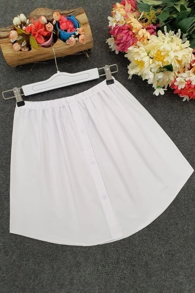 Lastikli Düğmeli Kurtarıcı Gömlek Altı Eteklik -Beyaz - Resim 7