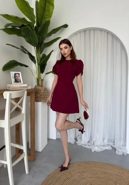 Alka İncili Fiyonk Detay Elbise - Resim 8