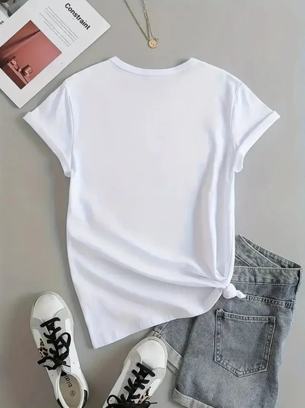 Kadın Kısa Kollu Palmiye Baskılı Viskon T-shirt - Resim 10