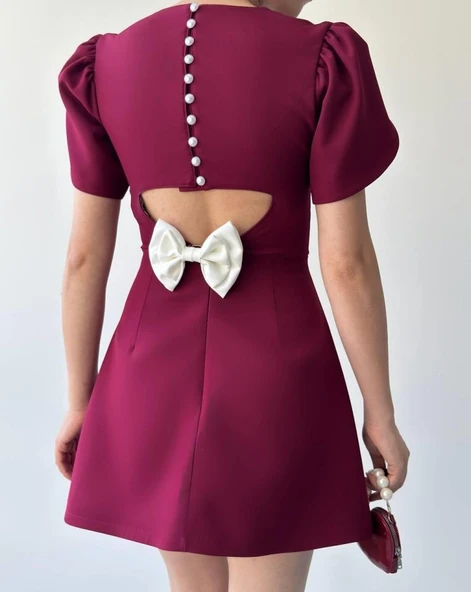 Alka İncili Fiyonk Detay Elbise - Resim 7