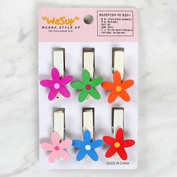 Loren Dekoratif Çiçek Desenli Mandal 6'lı ürün görseli