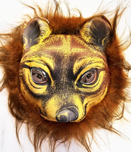 Kahverengi Saçlı Kaplan Aslan Leopar Maskesi Mega Peluş 32 No - 1
