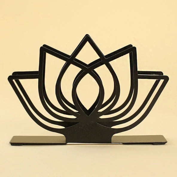 Loren Home Lotus Siyah Metal Peçetelik - Resim 3