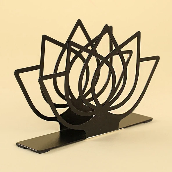Loren Home Lotus Siyah Metal Peçetelik - Resim 7