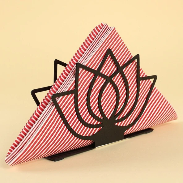 Loren Home Lotus Siyah Metal Peçetelik - Resim 6