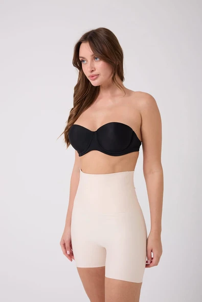1007 Lazer Kesim Silikonlu Yüksek Bel Şort Korse ürün görseli