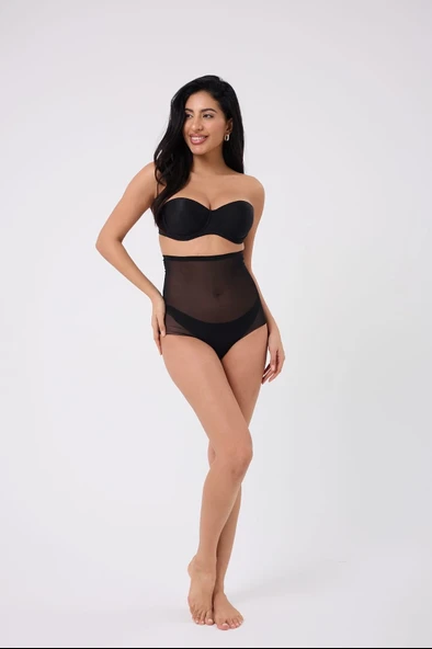 Freshness 0006 Lazer Kesim Tül Yüksek Bel Slip Korse - 1