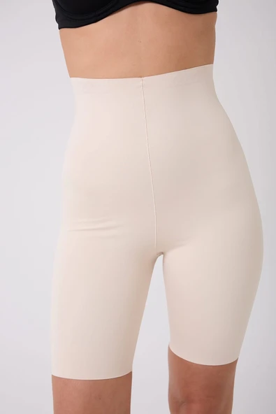 1007 Lazer Kesim Silikonlu Yüksek Bel Şort Korse - Resim 3