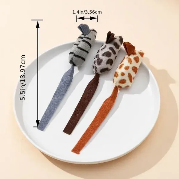 Peluş Fare Kedi Oyuncağı 3 Adet - Resim 8