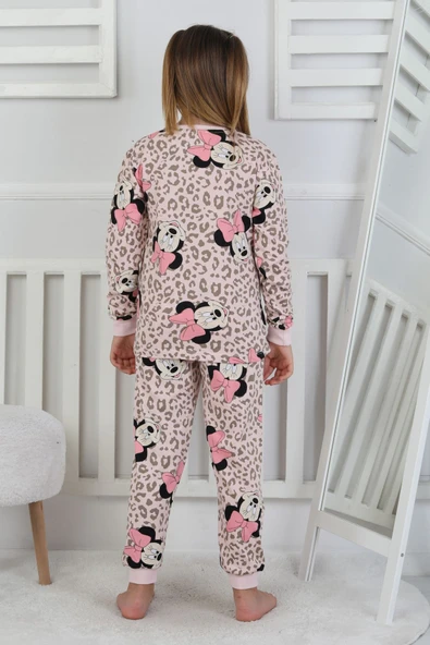 Leopar Desenli Minnie Mouse Kız Çocuk Pijama Takımı - 7