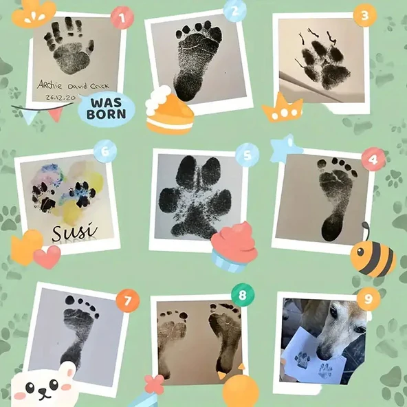Kedi Köpek Pati İzi Fotoğraf Çerçevesi Seti - 9
