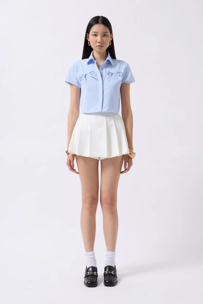 Kurdele Detay Crop Gömlek - 2